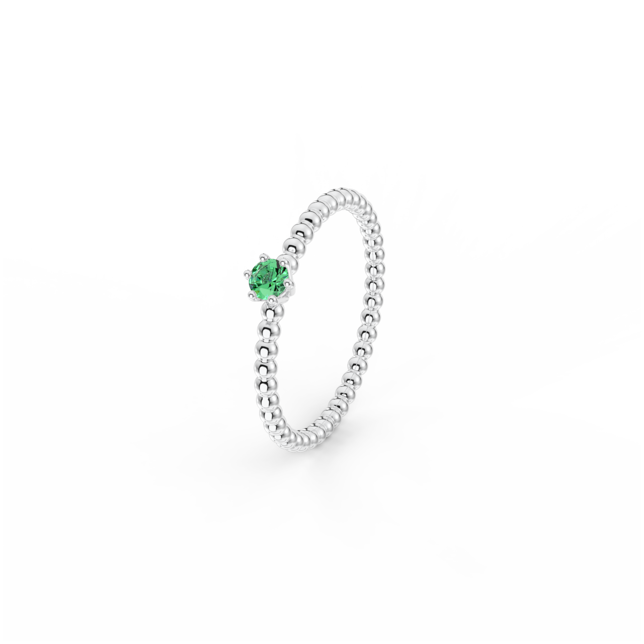 Prsten Bubbles 3 - bílé zlato, smaragd