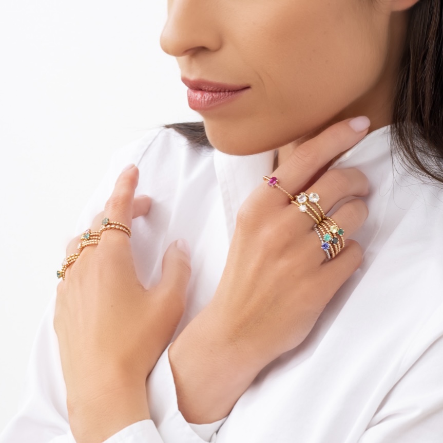 Prsten Bubbles 3,5 - bílé zlato, černý diamant - Obrázek 4