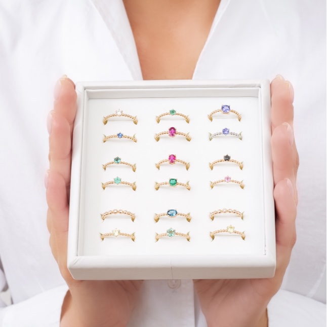 Prsten Bubbles 4 - bílé zlato, rubín - Obrázek 4