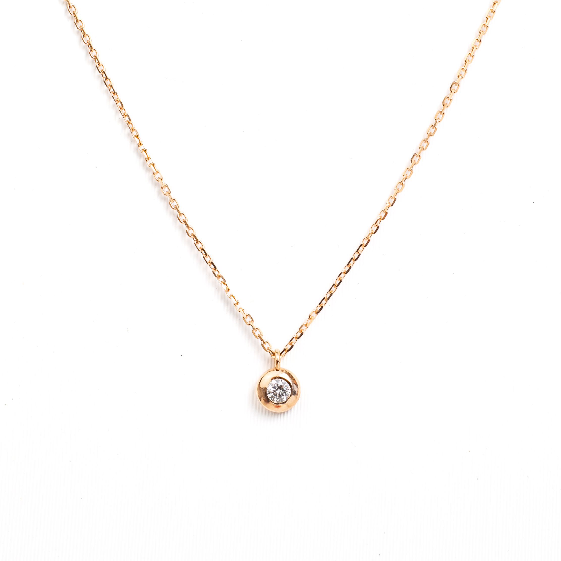 Náhrdelník Button - růžové zlato, diamant