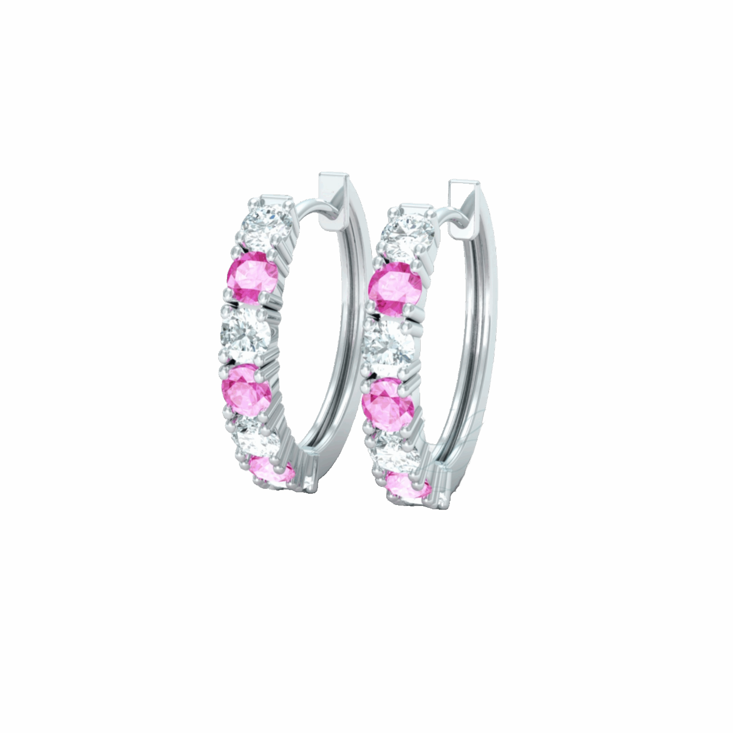 Náušnice Celline - bílé zlato, růžové safíry