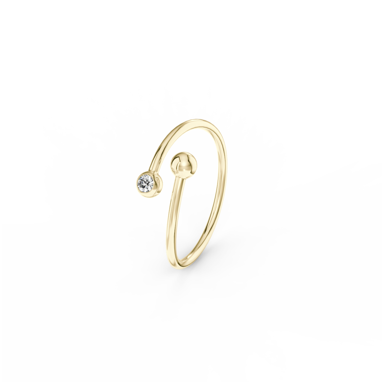 Prsten Swirl - žluté zlato, bílý diamant