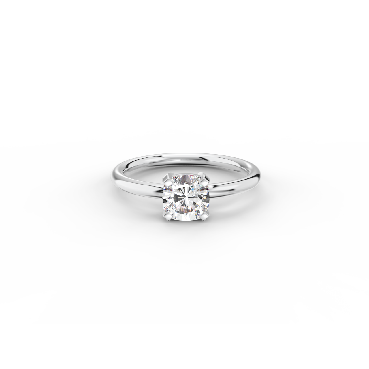 Prsten Cushion Klasik - bílé zlato