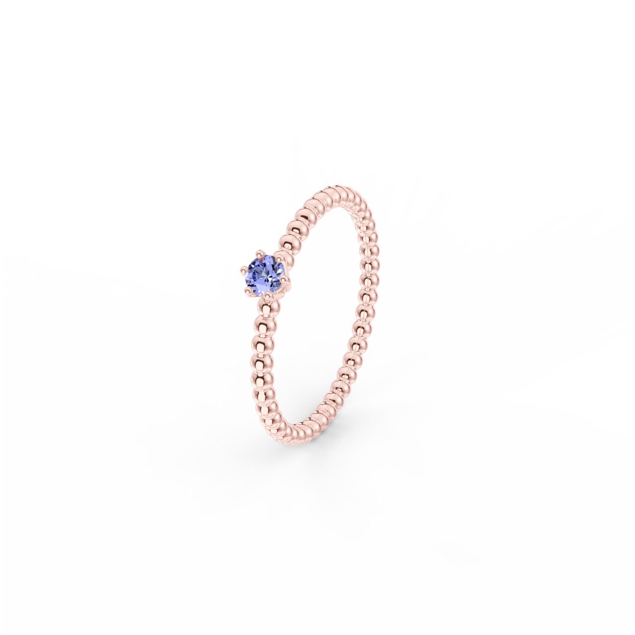 Prsten Bubbles 3 - růžové zlato, tanzanit