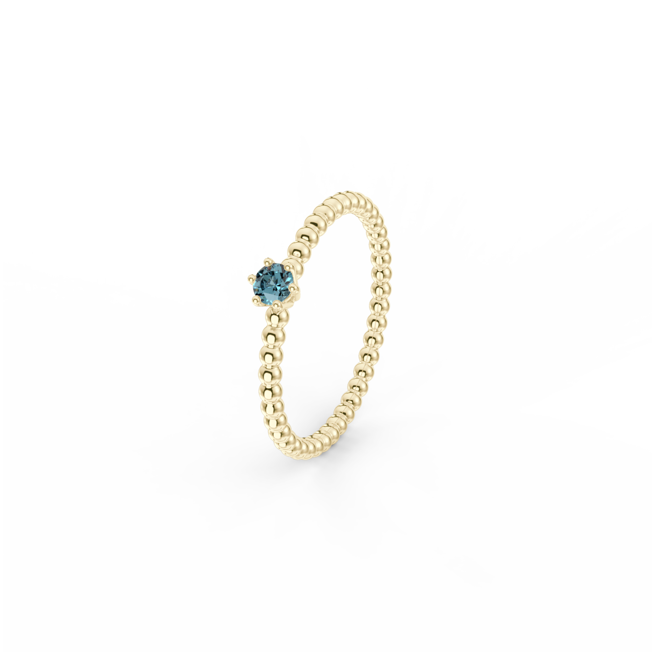 Prsten Bubbles 3 - žluté zlato, london topaz