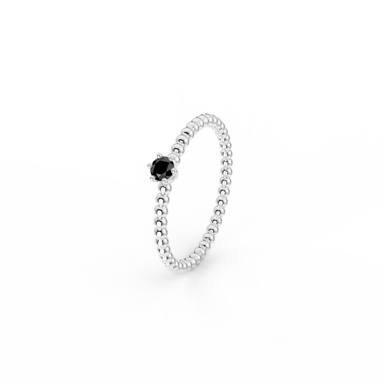 Prsten Bubbles 3 - bílé zlato, černý diamant