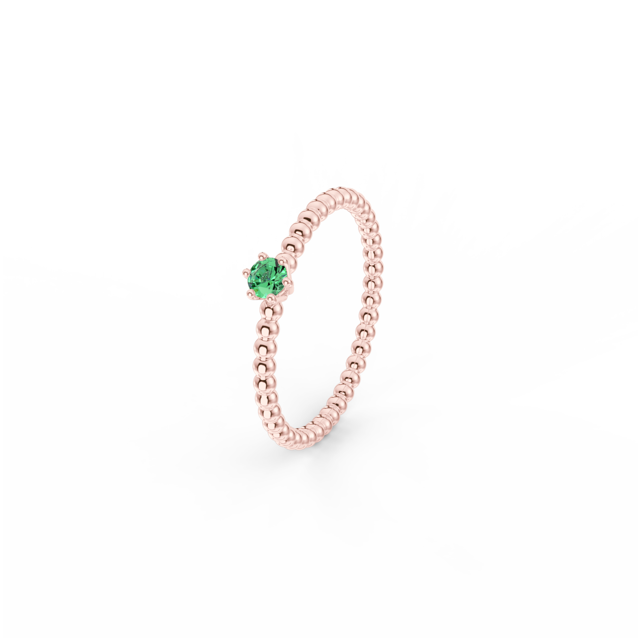 Prsten Bubbles 3 - růžové zlato, smaragd