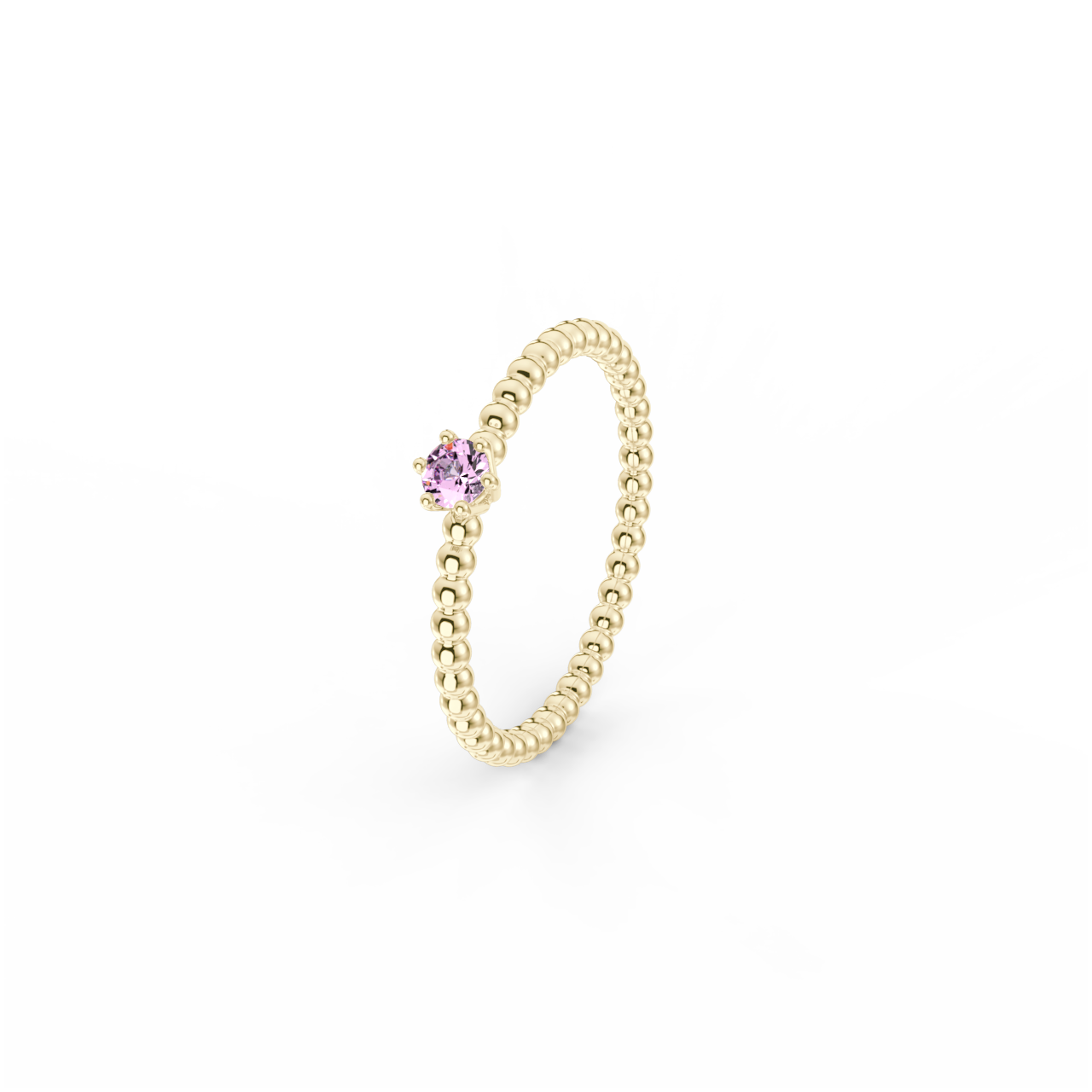 Prsten Bubbles 3 - žluté zlato, růžový safír
