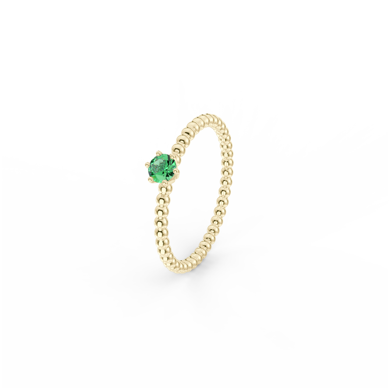 Prsten Bubbles 3,5 - žluté zlato, smaragd