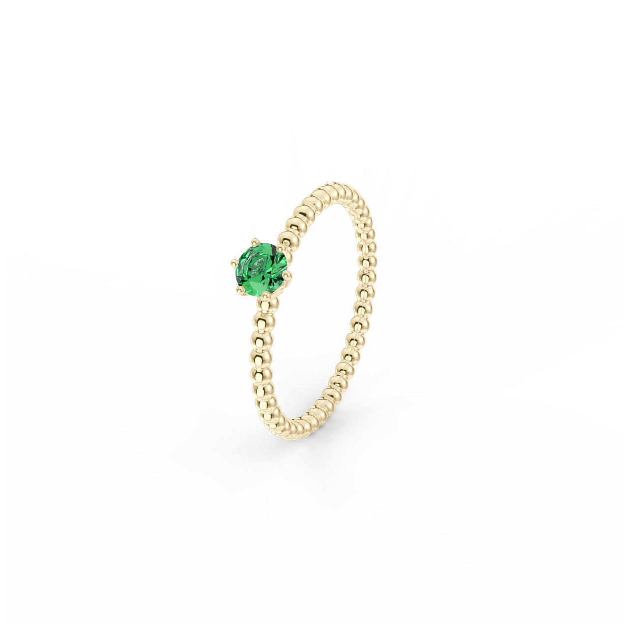 Prsten Bubbles 4 - žluté zlato, smaragd
