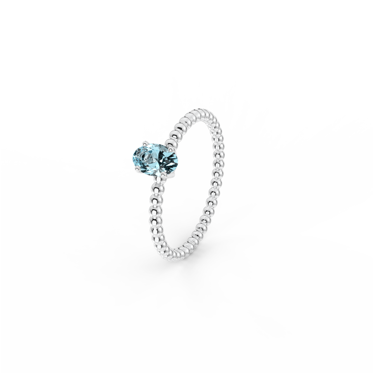 Prsten Bubbles Oval - bílé zlato, Swiss topaz