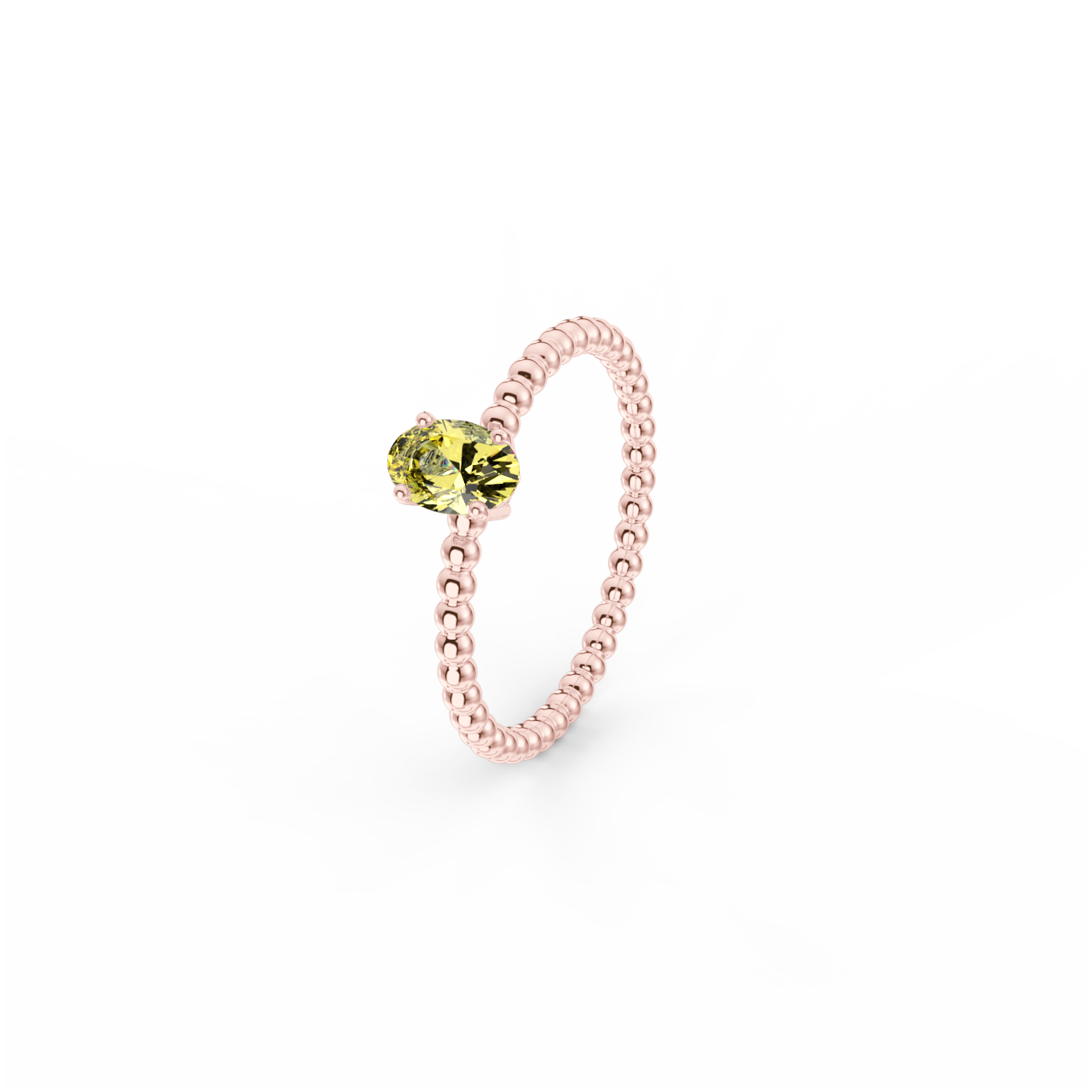 Prsten Bubbles Oval - růžové zlato, žlutý safír