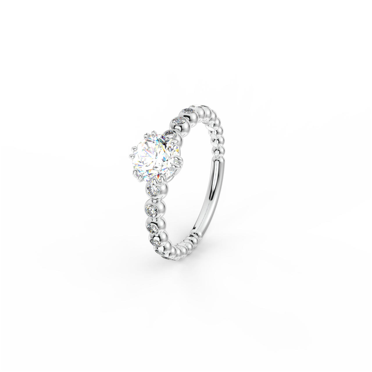 Prsten Bubbles C1 - bílé zlato, bílý diamant