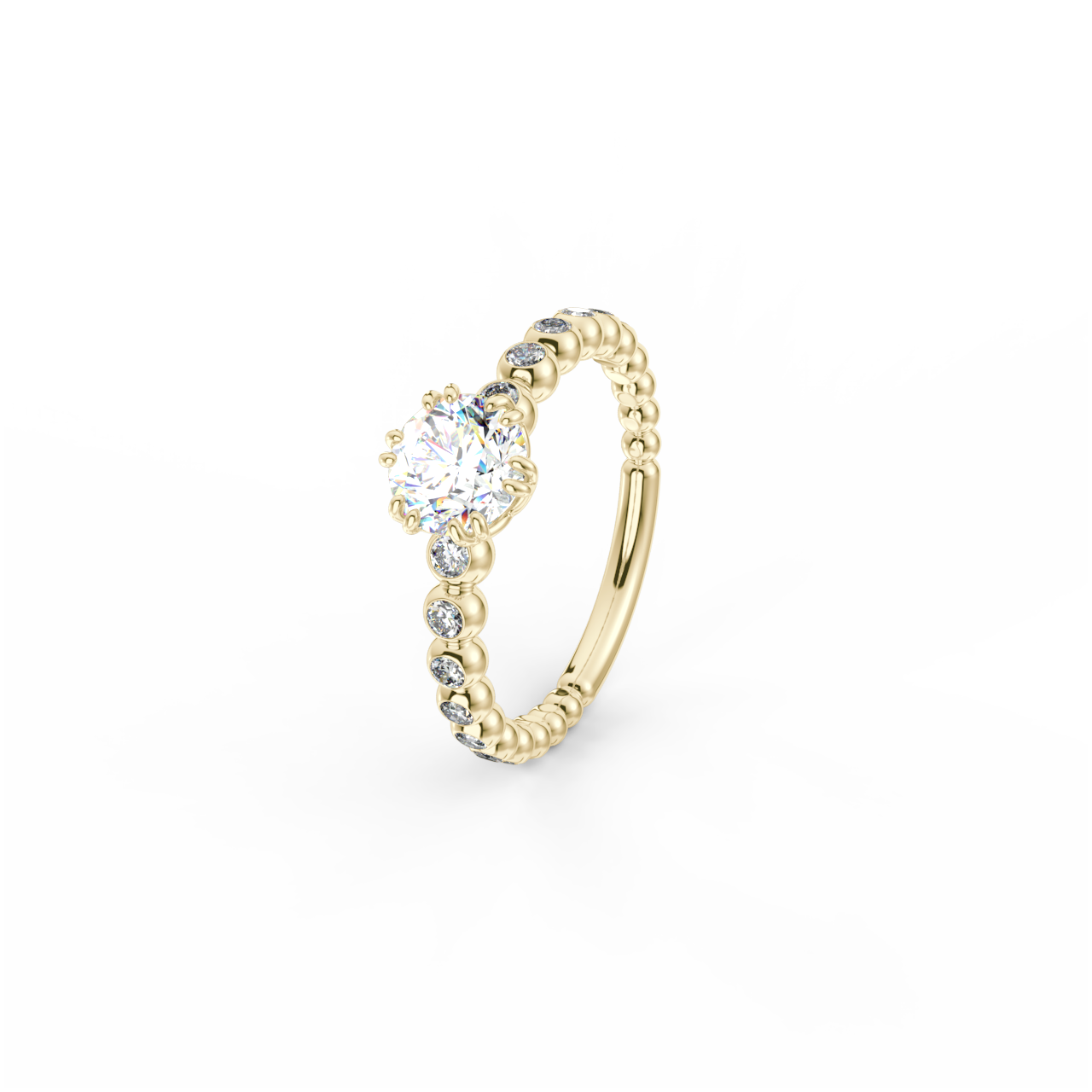 Prsten Bubbles C1 - žluté zlato, bílý diamant