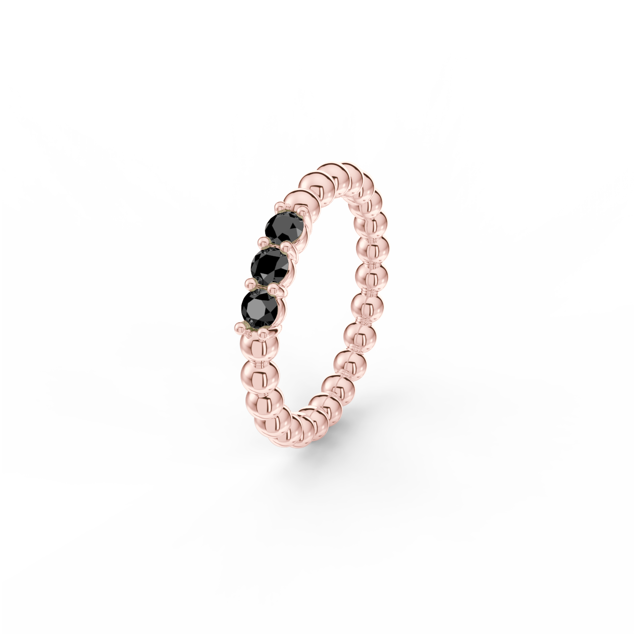 Prsten Bubbles Shine B - růžové zlato, černé diamanty