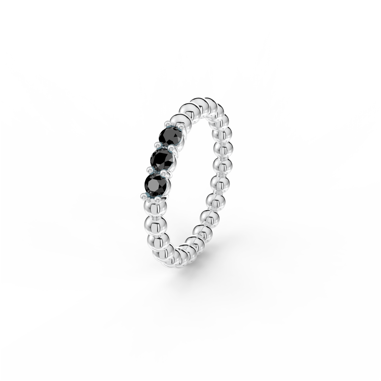 Prsten Bubbles Shine B - bílé zlato, černé diamanty