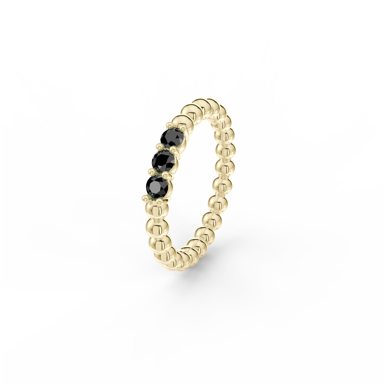 Prsten Bubbles Shine B - žluté zlato, černé diamanty