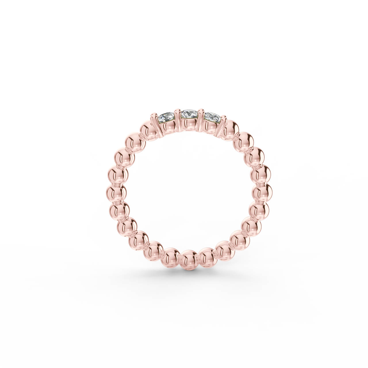 Prsten Bubbles Shine - růžové zlato, bílé diamanty - Obrázek 3
