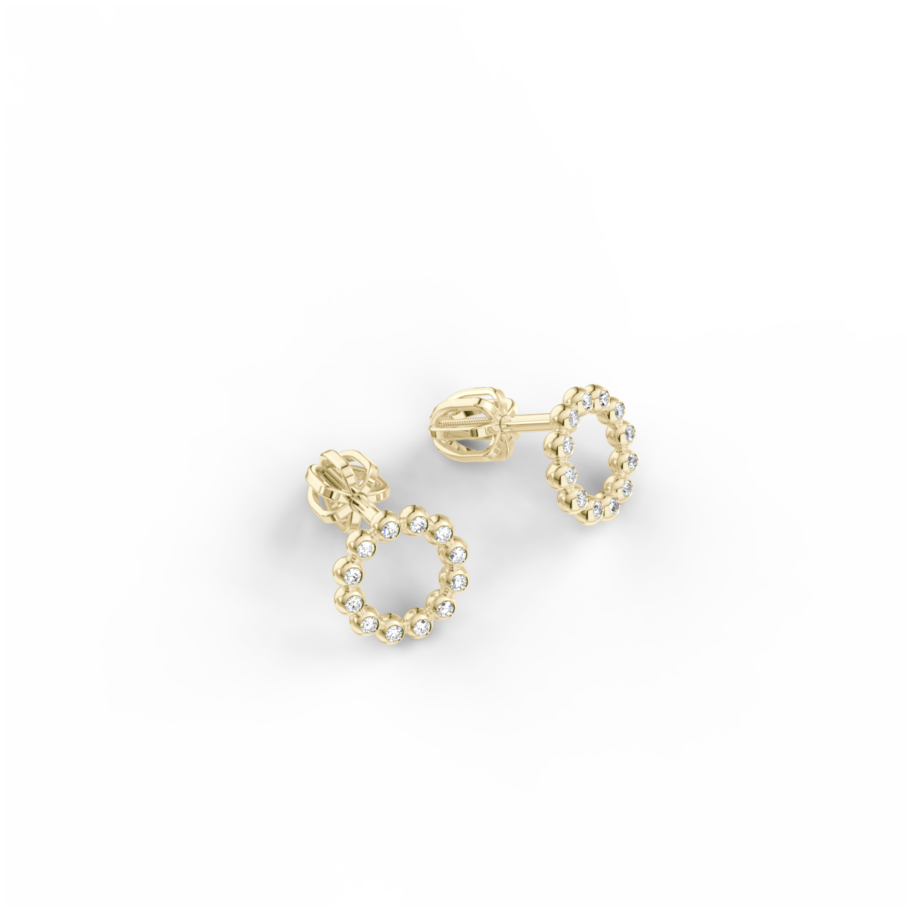 Náušnice Circle - žluté zlato, bílý diamant