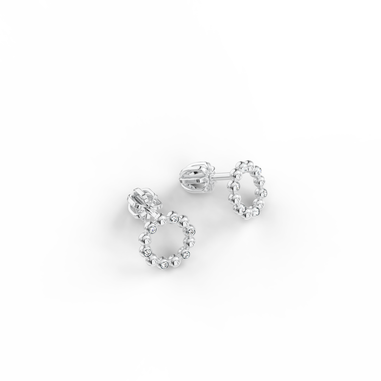 Náušnice Circle B - bílé zlato, bílý diamant