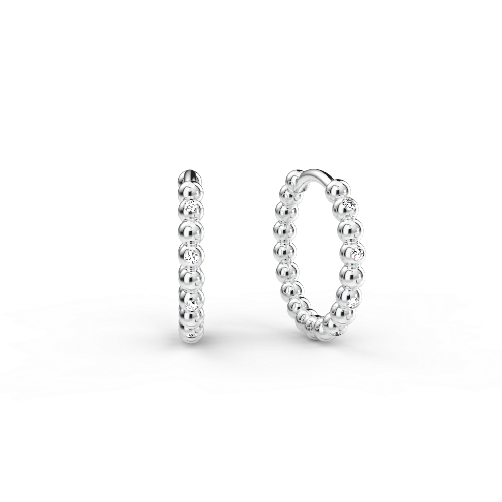 Náušnice Hoops - bílé zlato, bílý diamant