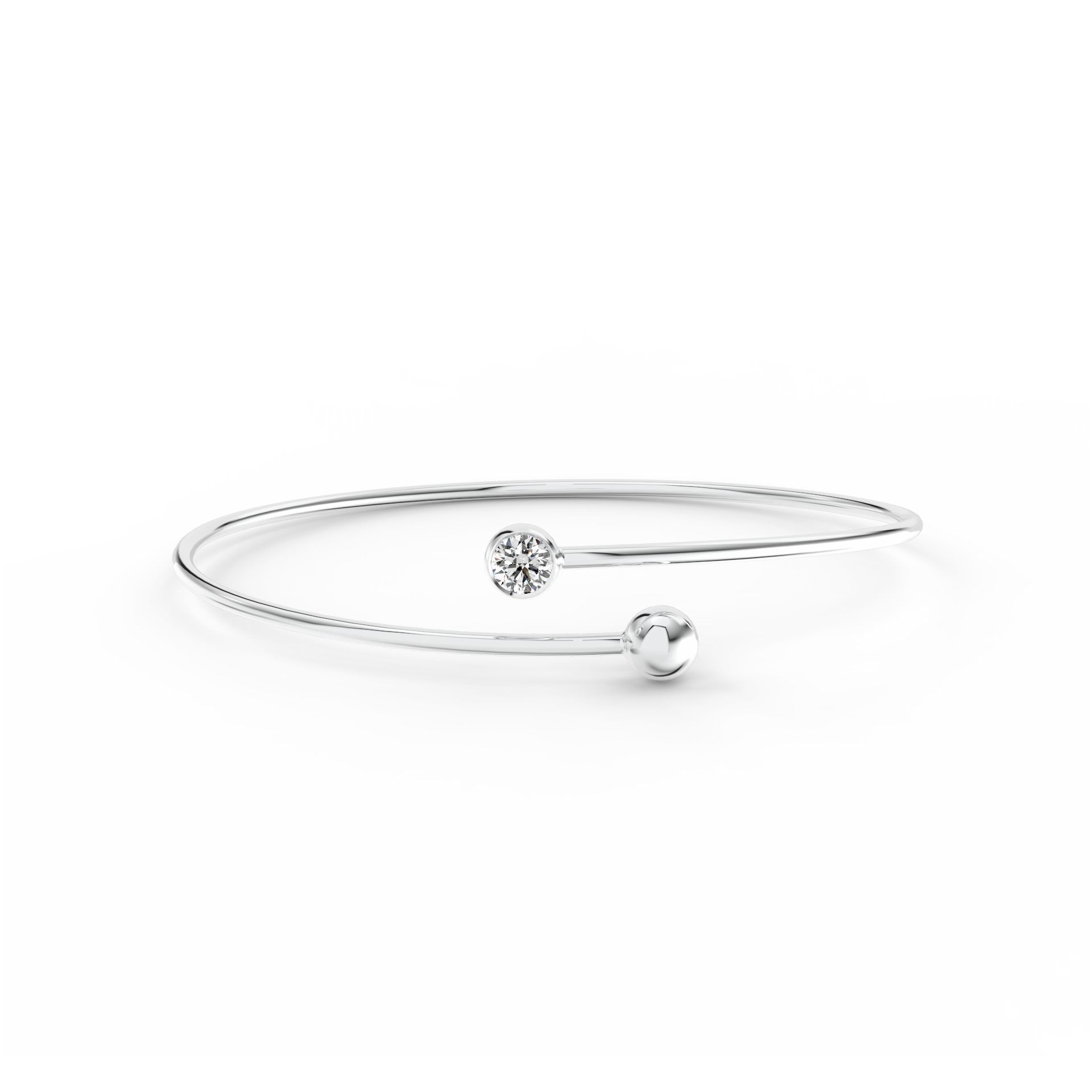 Náramek C Minimalist - bílé zlato, bílý diamant