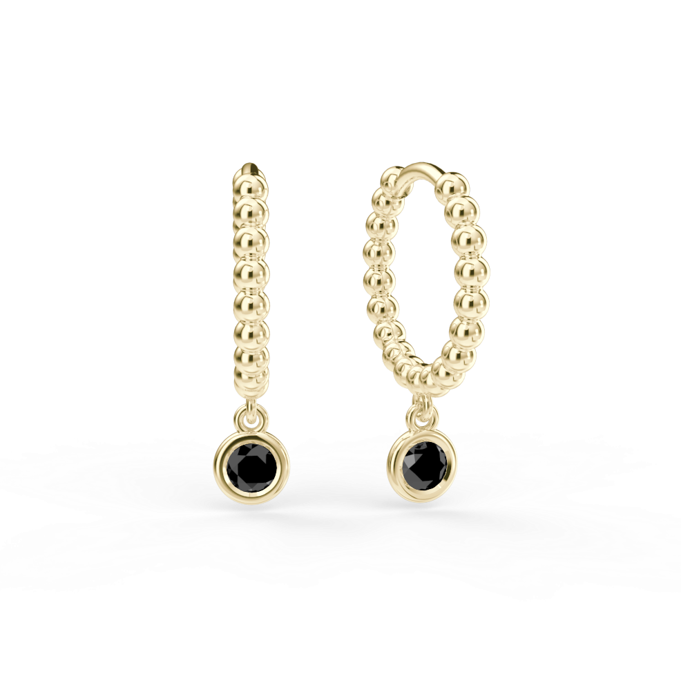 Náušnice Button B - žluté zlato, černý diamant