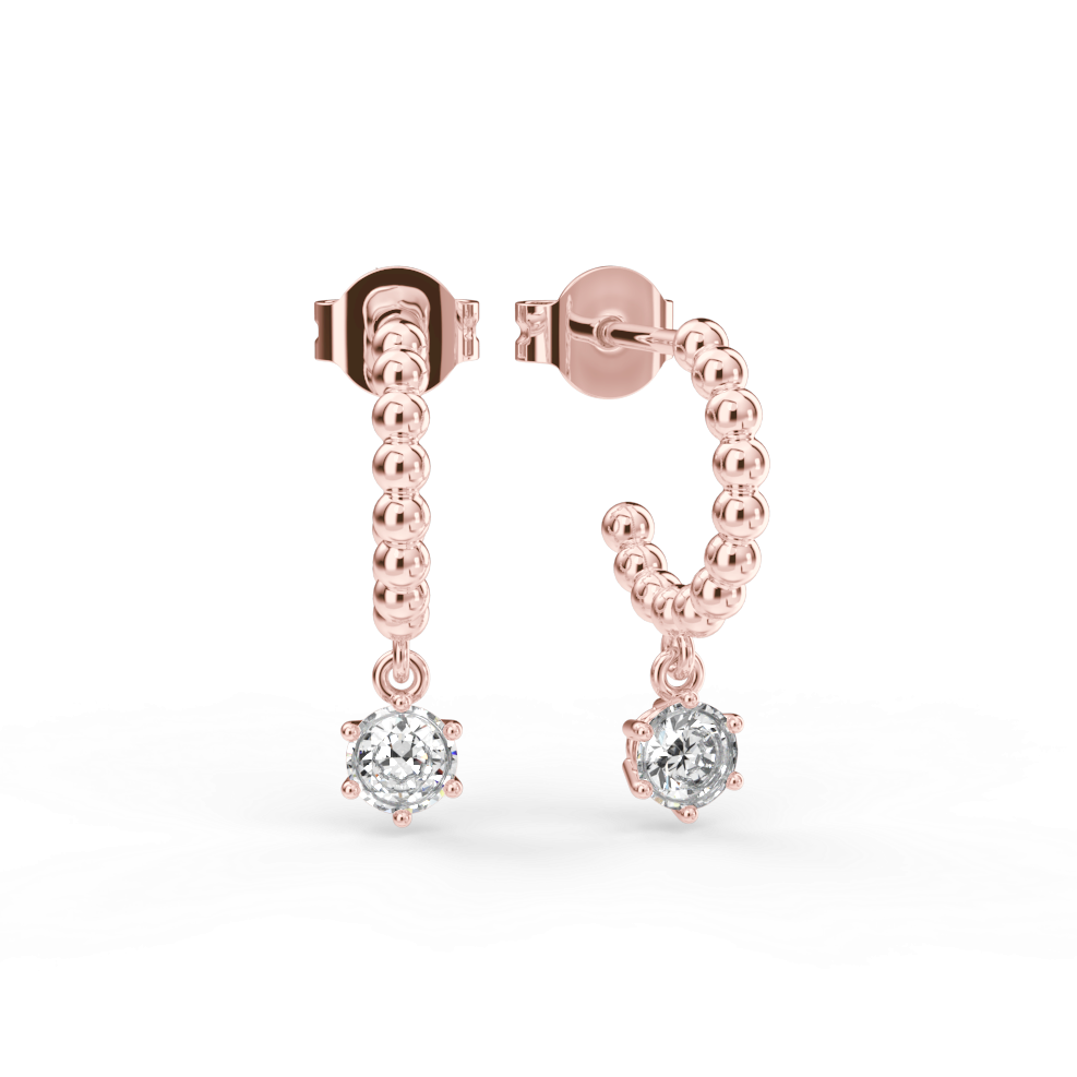 Náušnice Sparkle - růžové zlato, bílý diamant