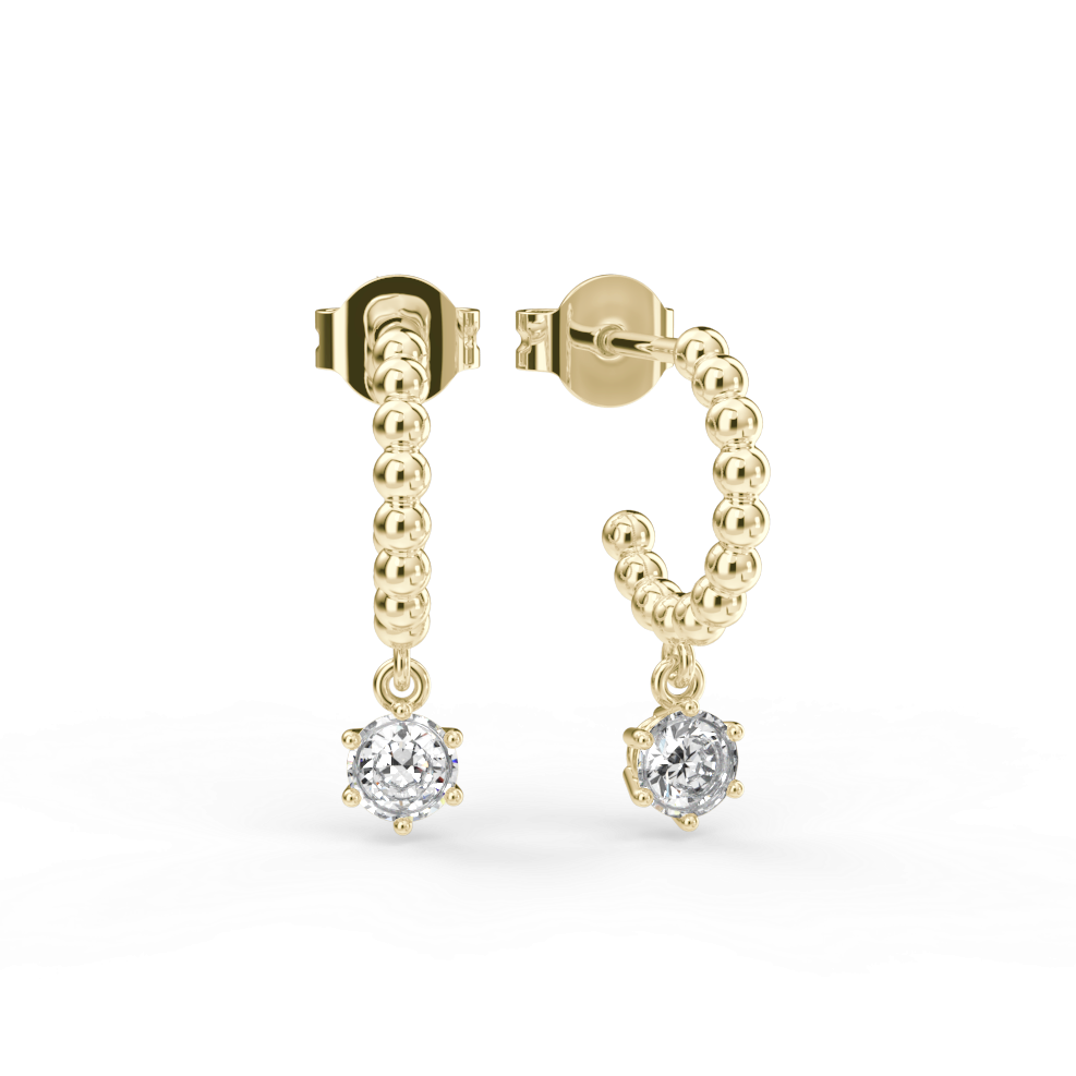 Náušnice Sparkle - žluté zlato, bílý diamant