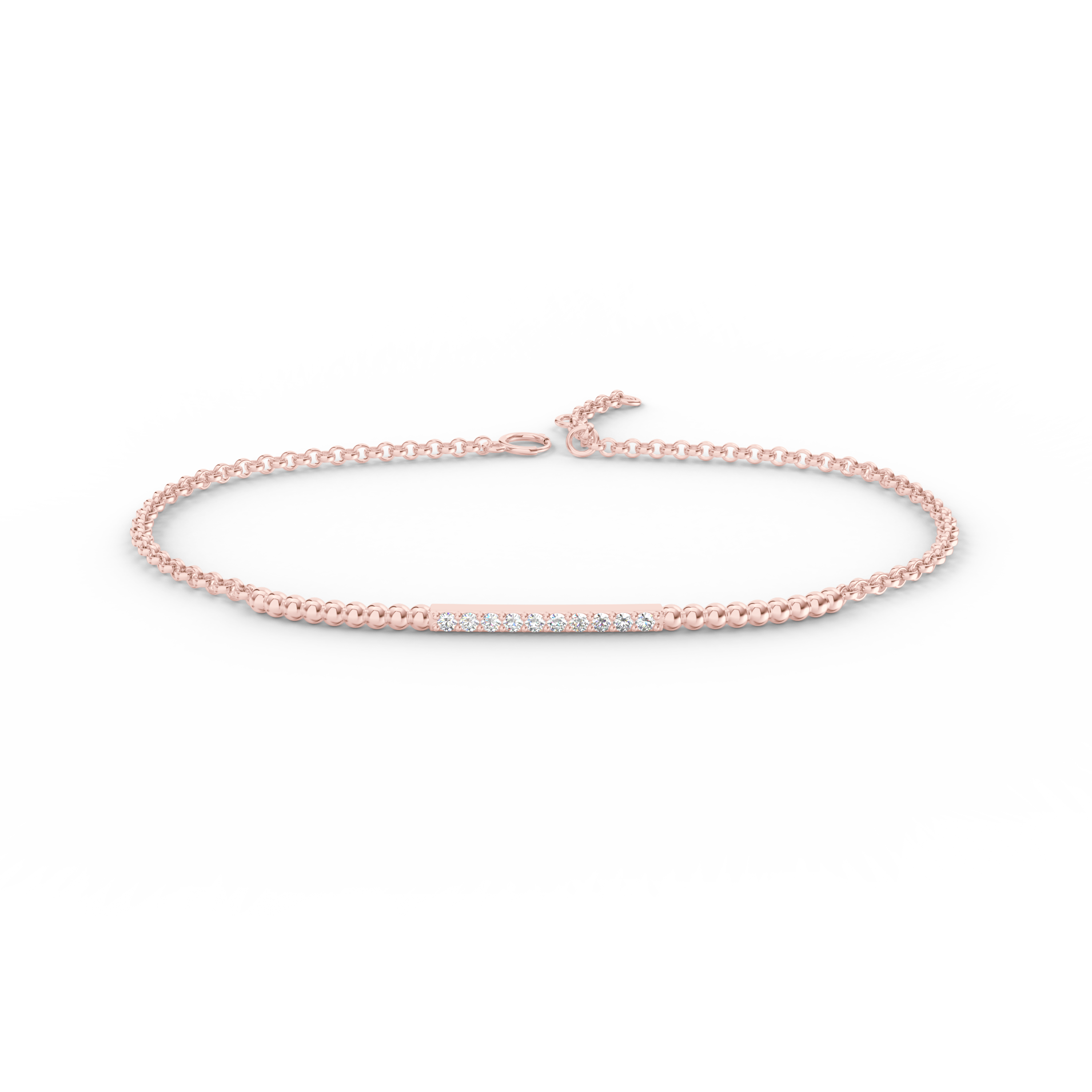 Náramek Ray - růžové zlato, bílý diamant