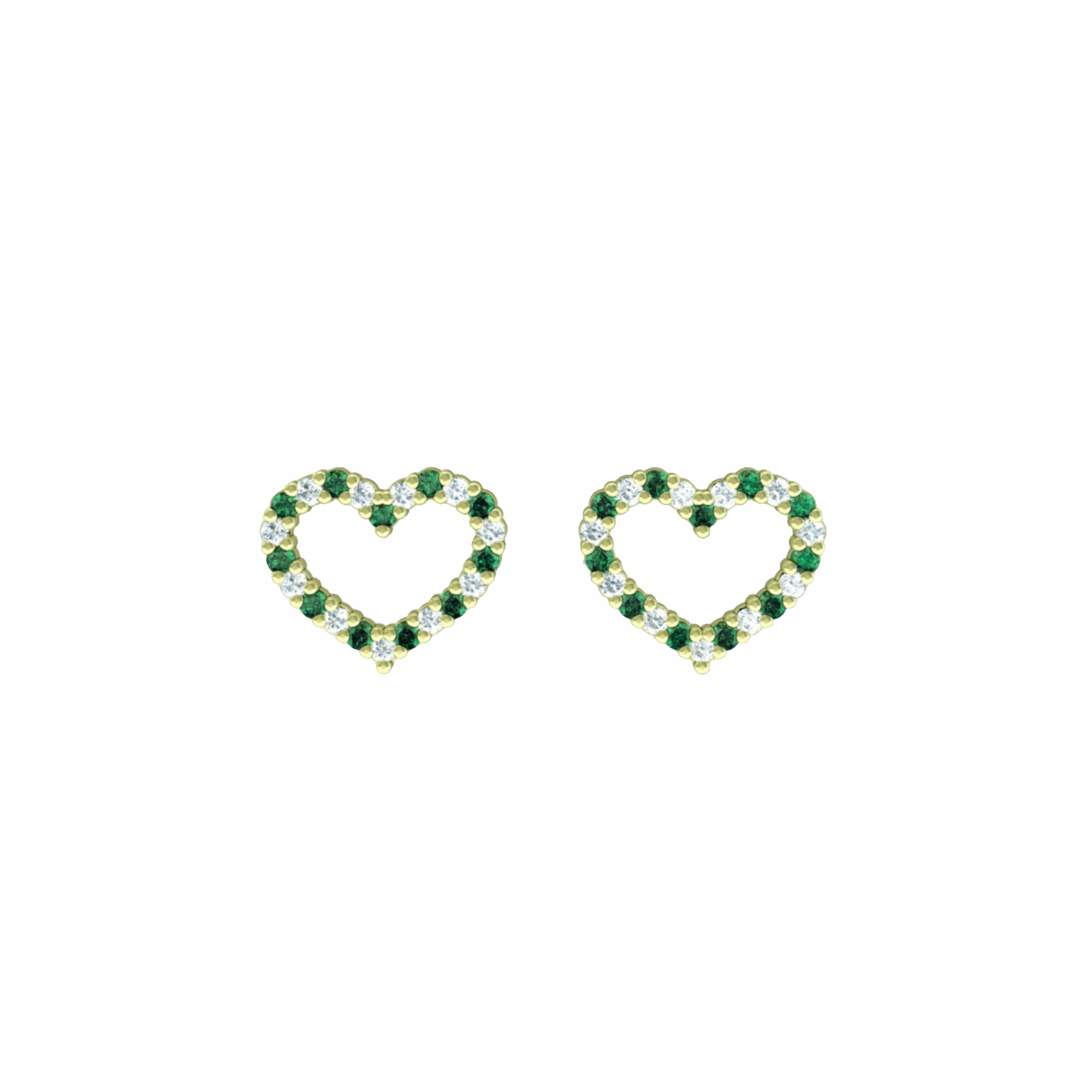 Náušnice Lovely - žluté zlato, smaragdy