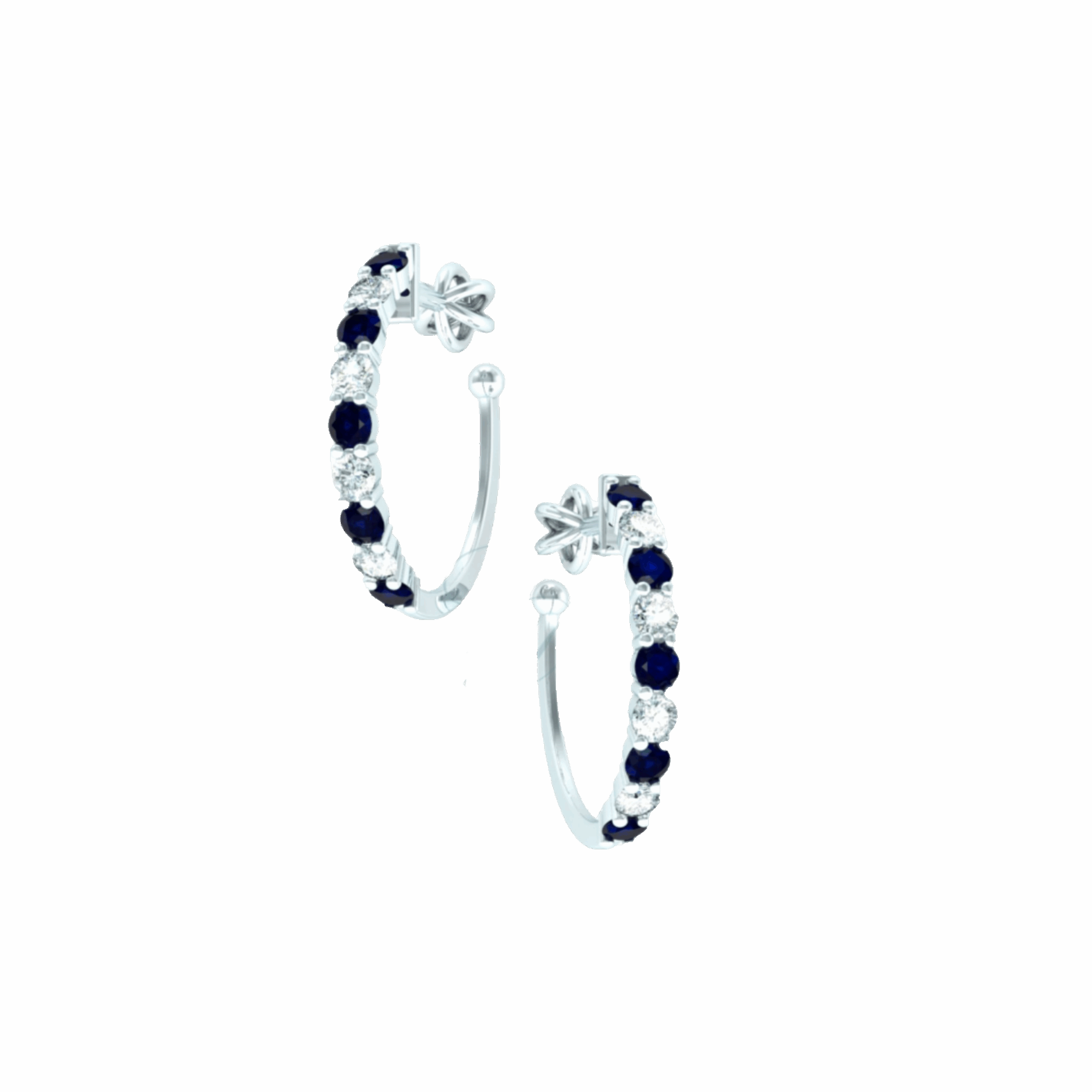 Náušnice Clementine - bílé zlato, modré safíry