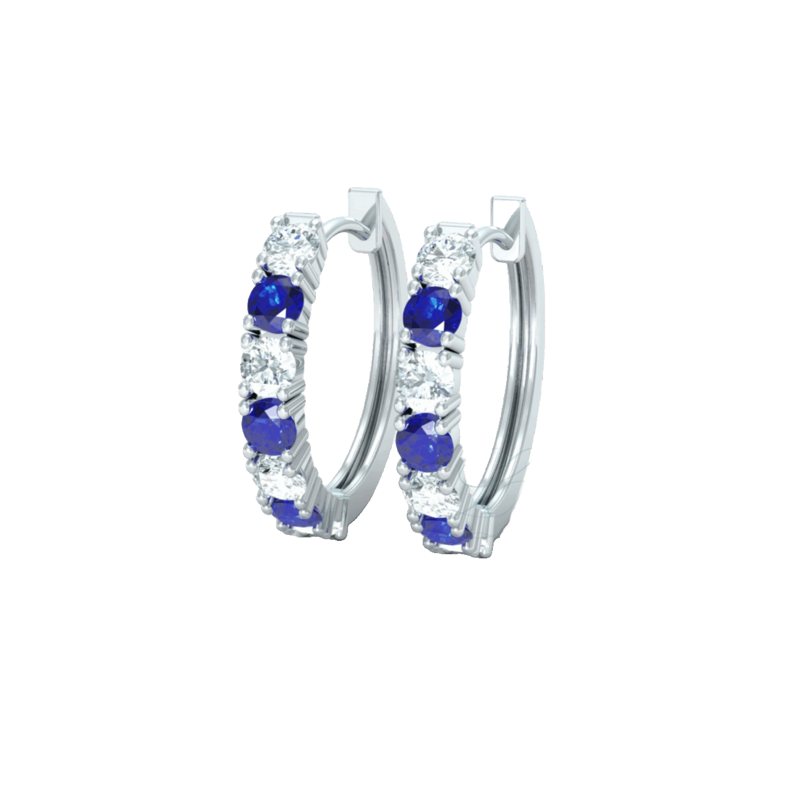 Náušnice Celline - bílé zlato, modré safíry