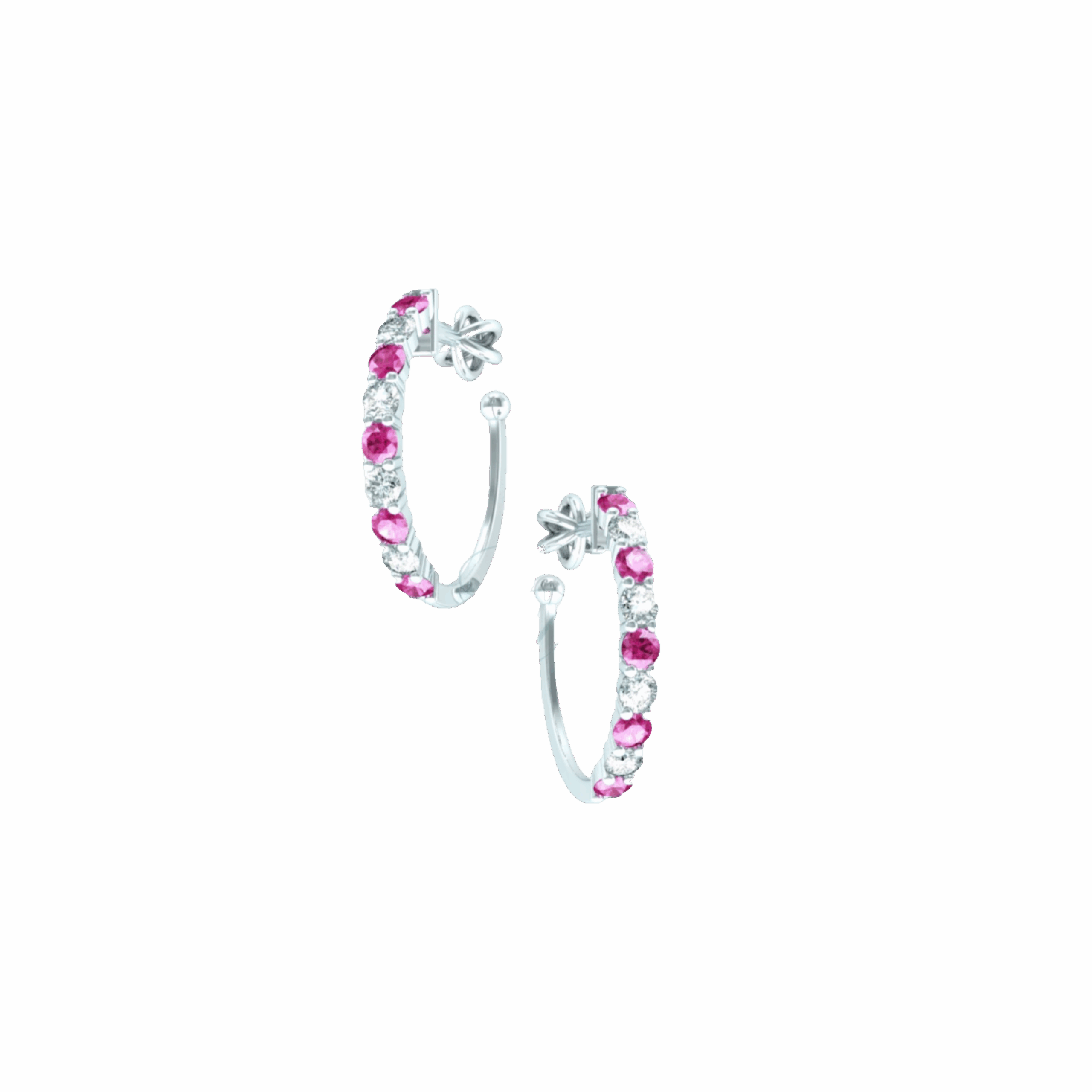 Náušnice Clementine - bílé zlato, růžové safíry