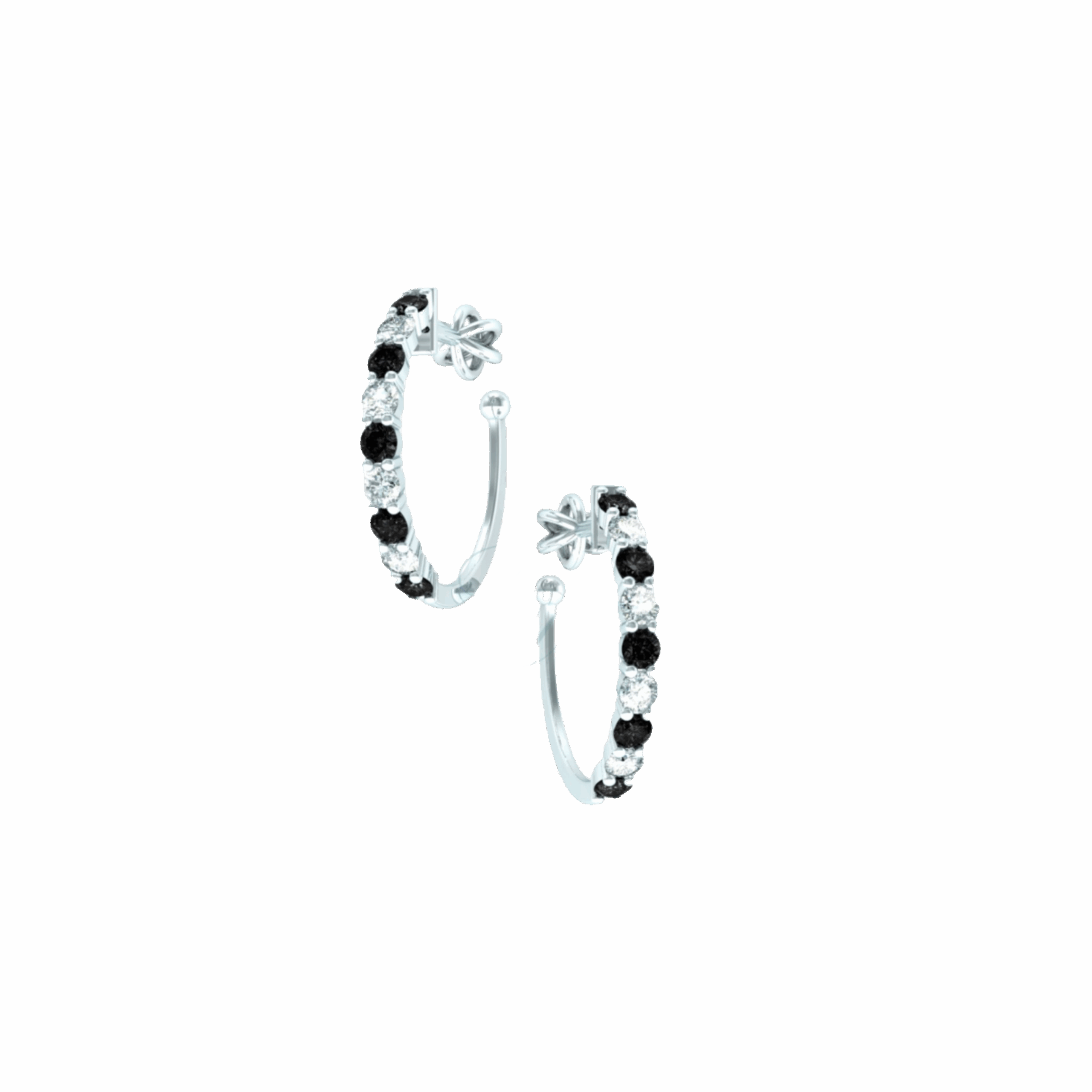 Náušnice Clementine - bílé zlato, černé diamanty