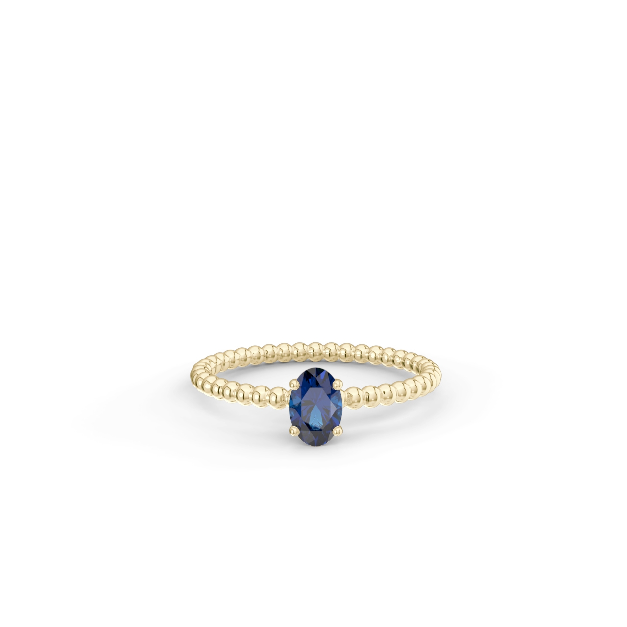 Prsten Bubbles Oval - žluté zlato, modrý safír - Obrázek 2