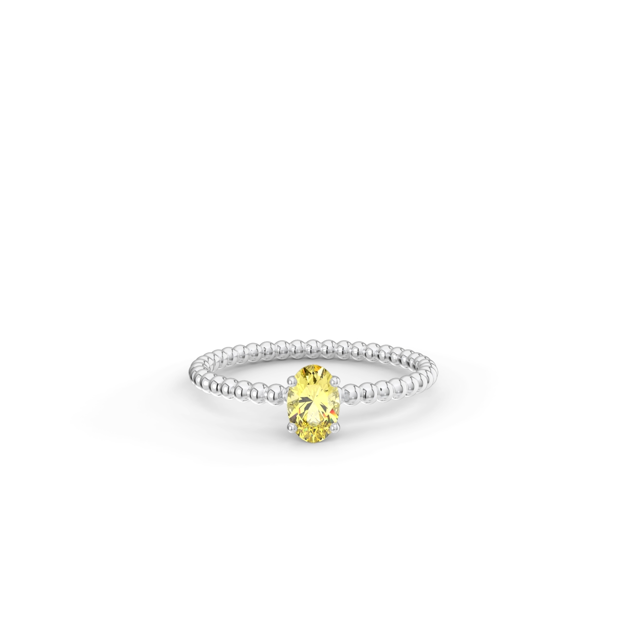 Prsten Bubbles Oval - bílé zlato, žlutý safír - Obrázek 2