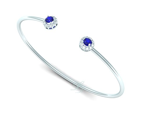 Náramek A Charlotte - bílé zlato, modré safíry - Obrázek 2