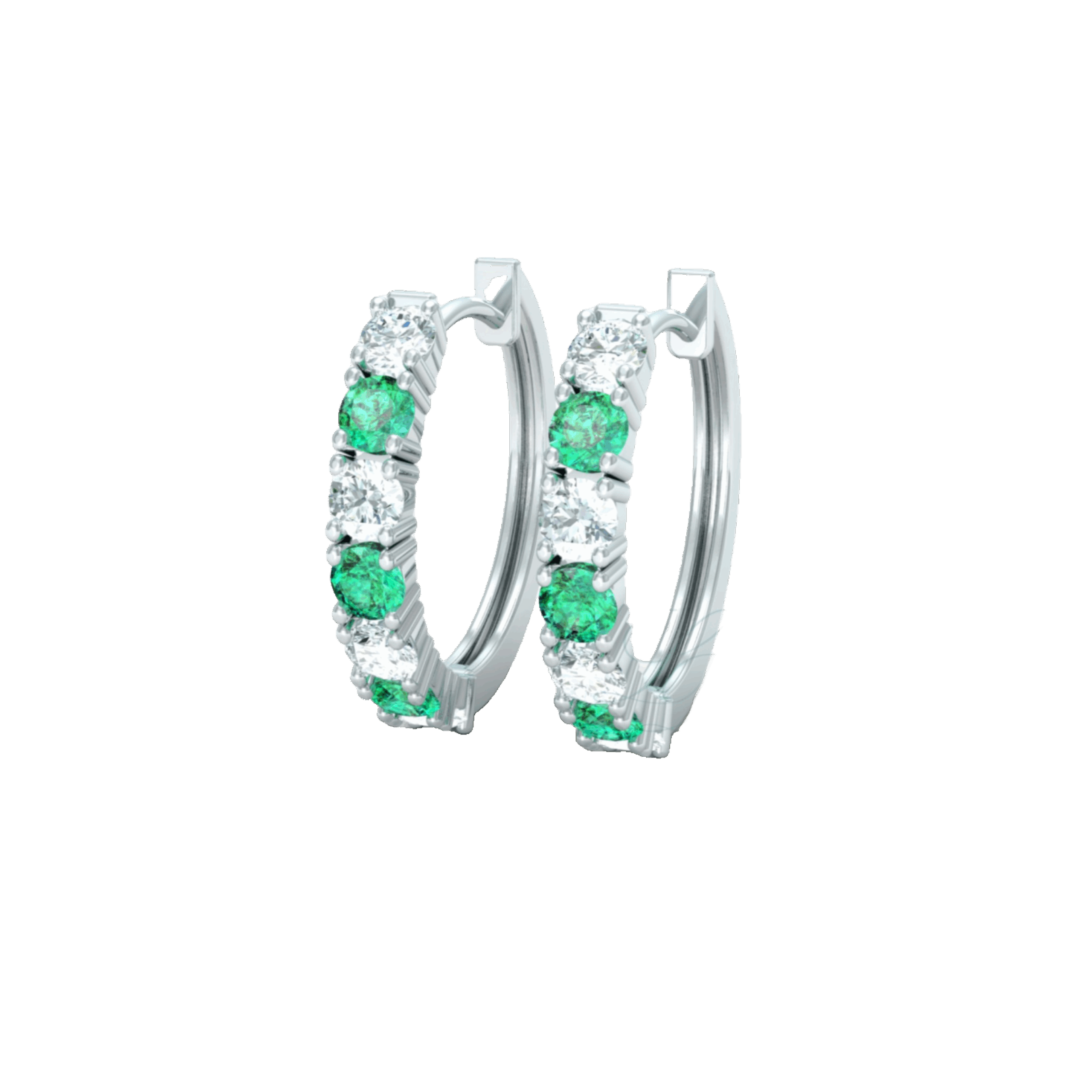 Náušnice Celline - bílé zlato, smaragdy