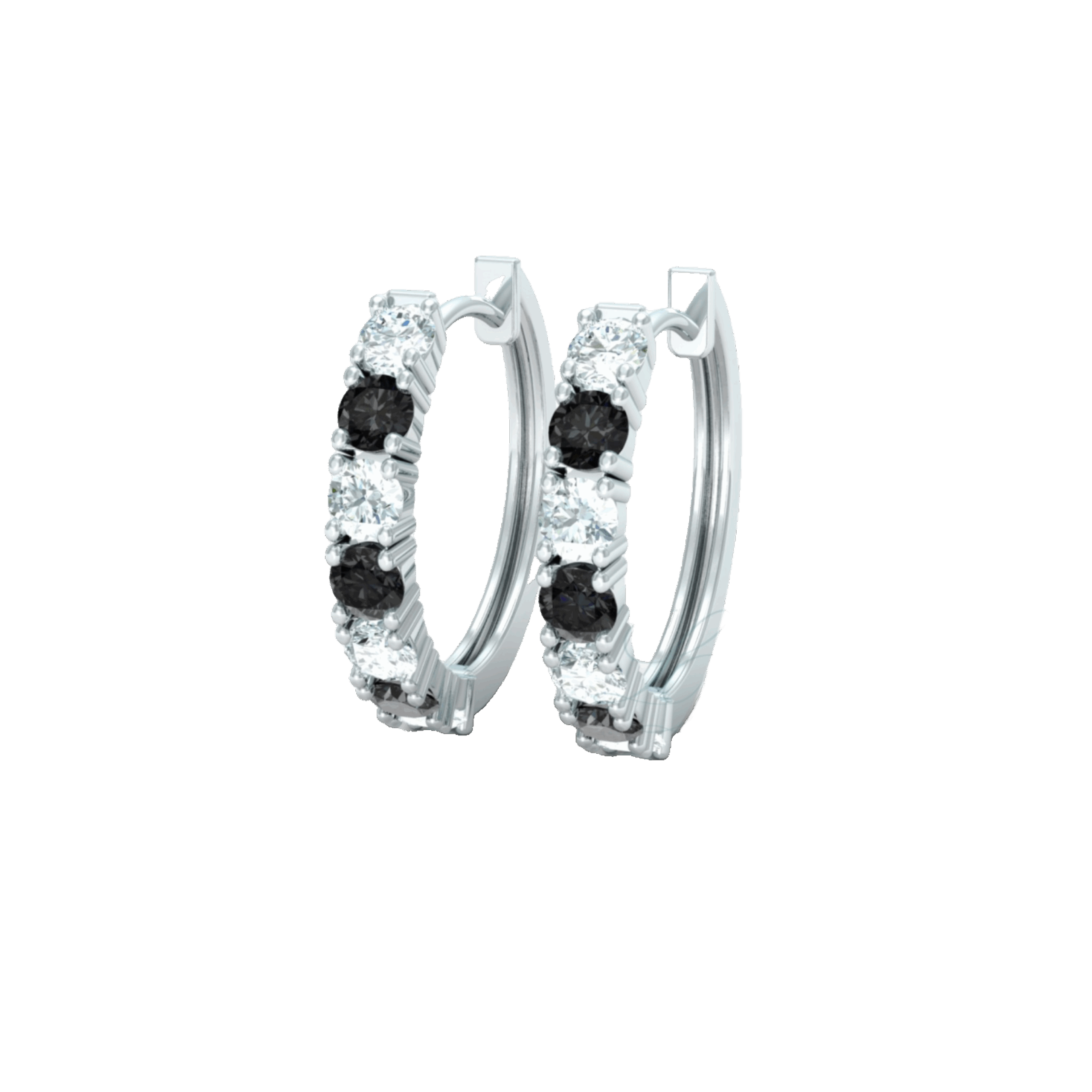Náušnice Celline - bílé zlato, černé diamanty