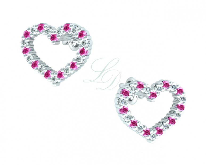 Náušnice Lovely - bílé zlato, růžové safíry - Obrázek 2