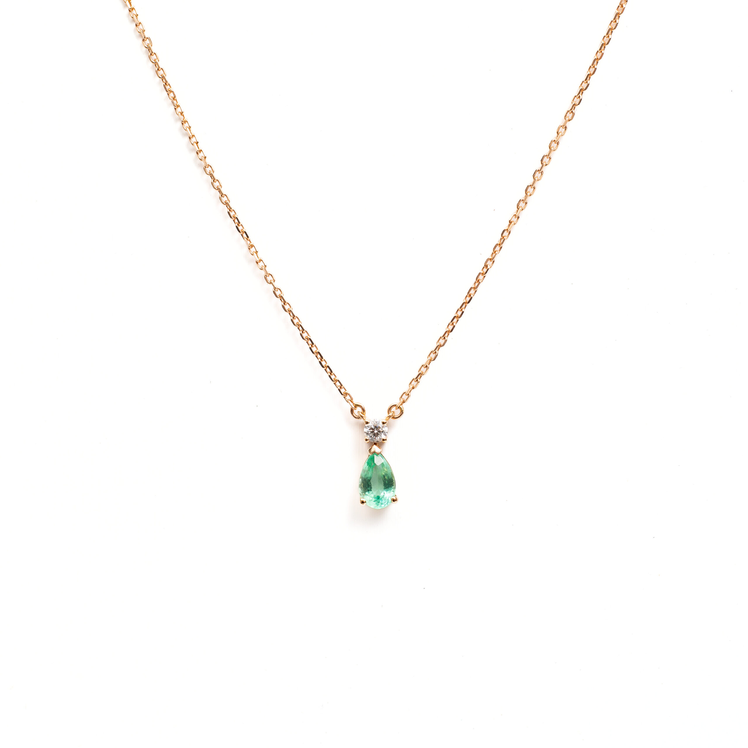 Náhrdelník kapka - růžové zlato, turmalín