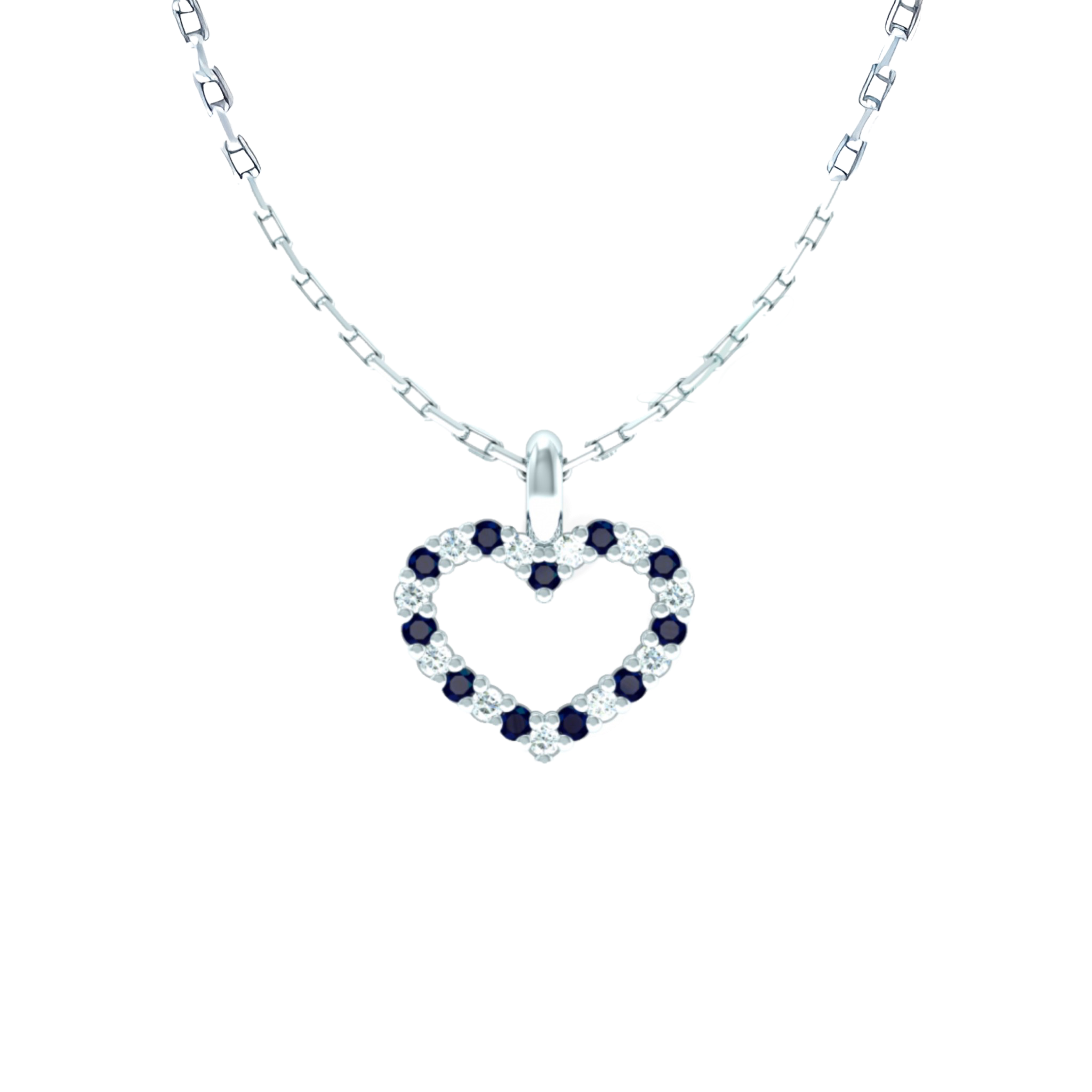 Přívěsek Lovely - bílé zlato, modré safíry