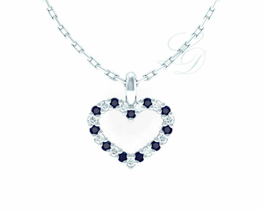 Přívěsek Lovely - bílé zlato, modré safíry - Obrázek 3