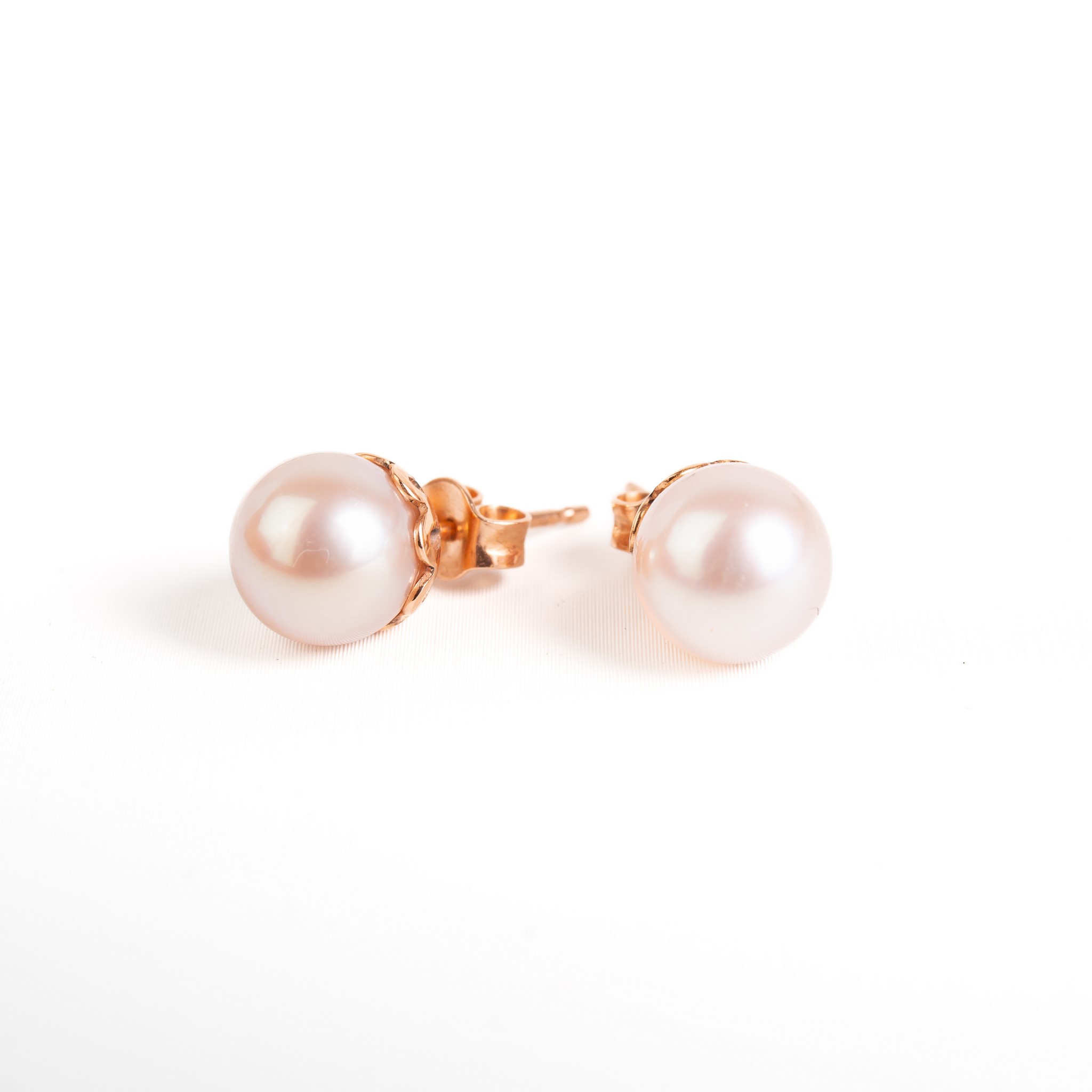 Perlové náušnice - růžové zlato