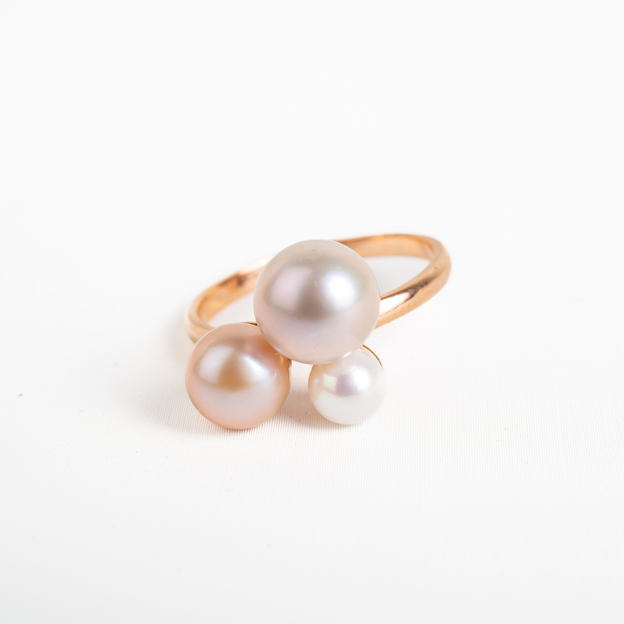Perlový prsten - růžové zlato