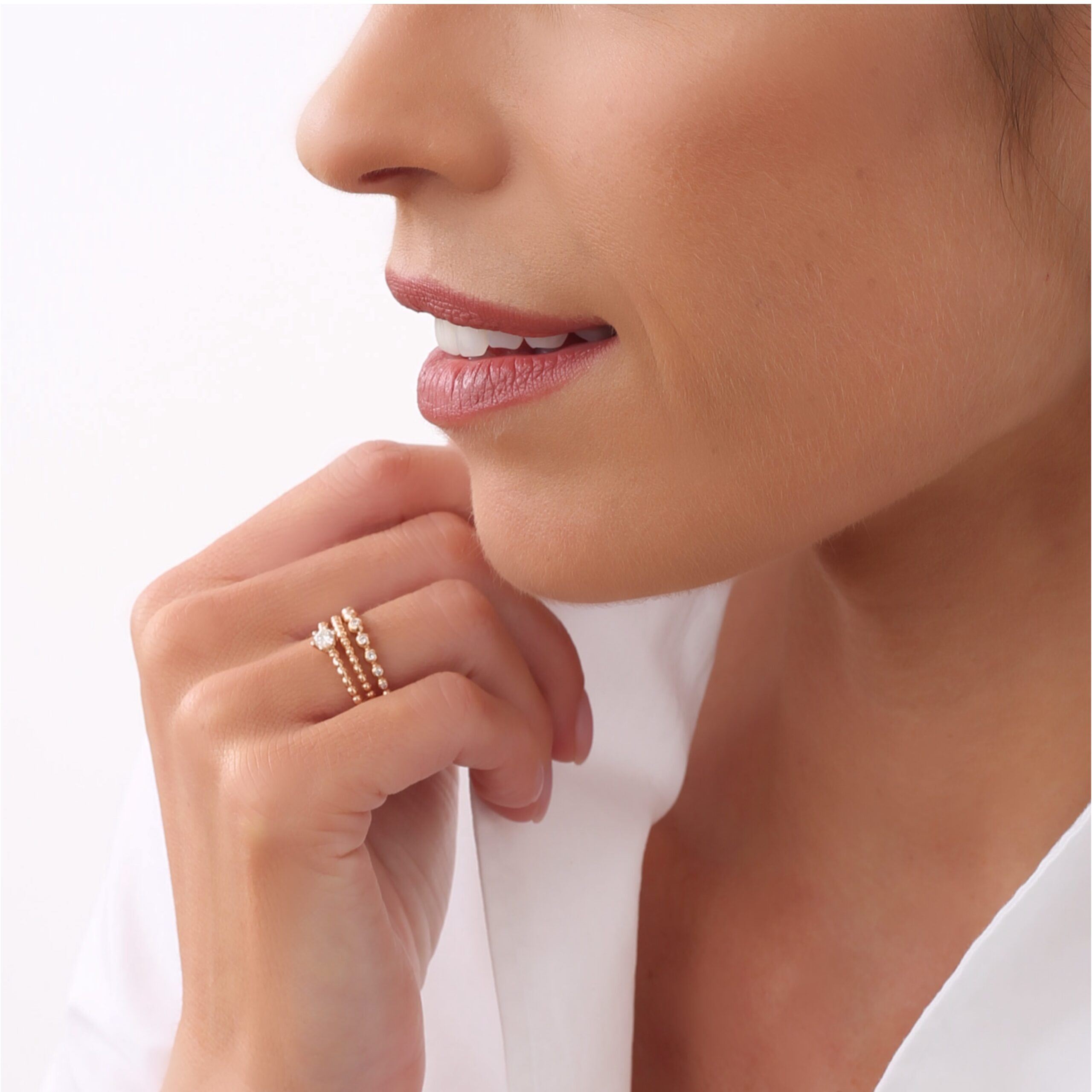 Prsten Bubbles 3,5 - růžové zlato, bílý diamant