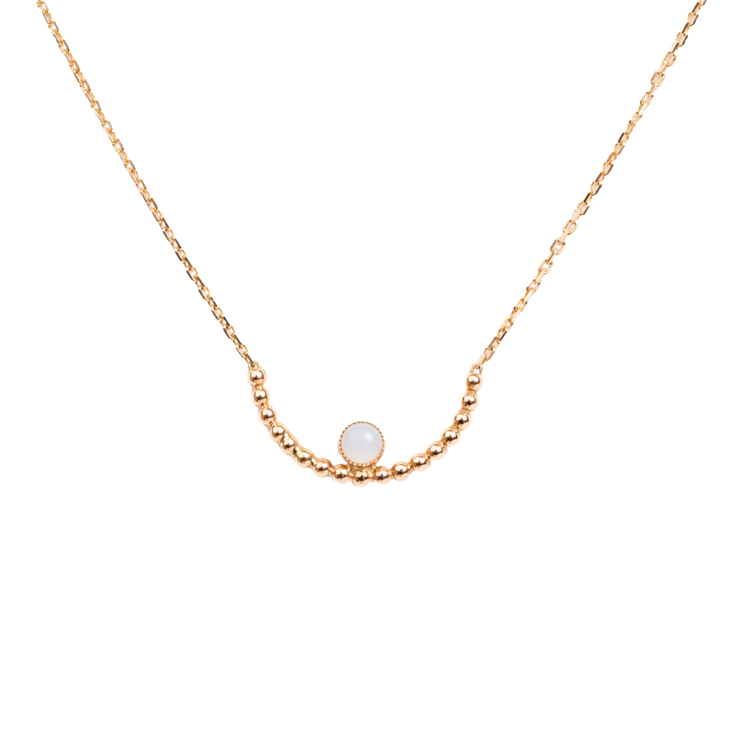 Náhrdelník Bubbles Smile - růžové zlato, slovenský opál