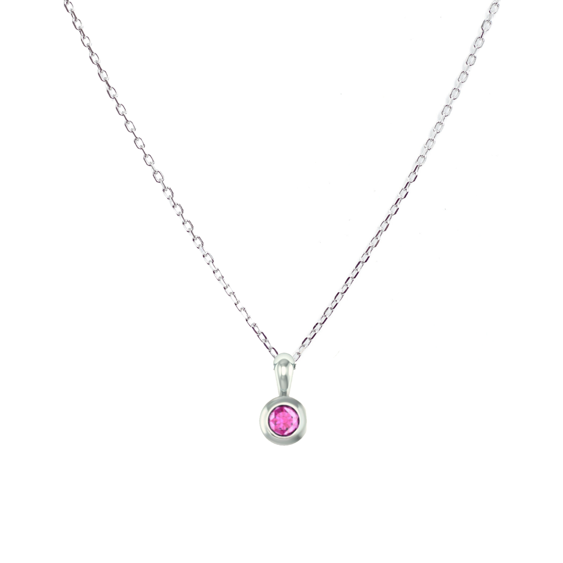 Přívěsek Button - bílé zlato, růžový safír