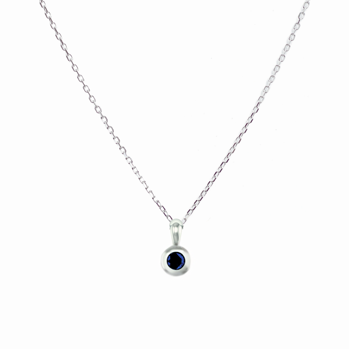 Přívěsek Button - bílé zlato, modrý safír